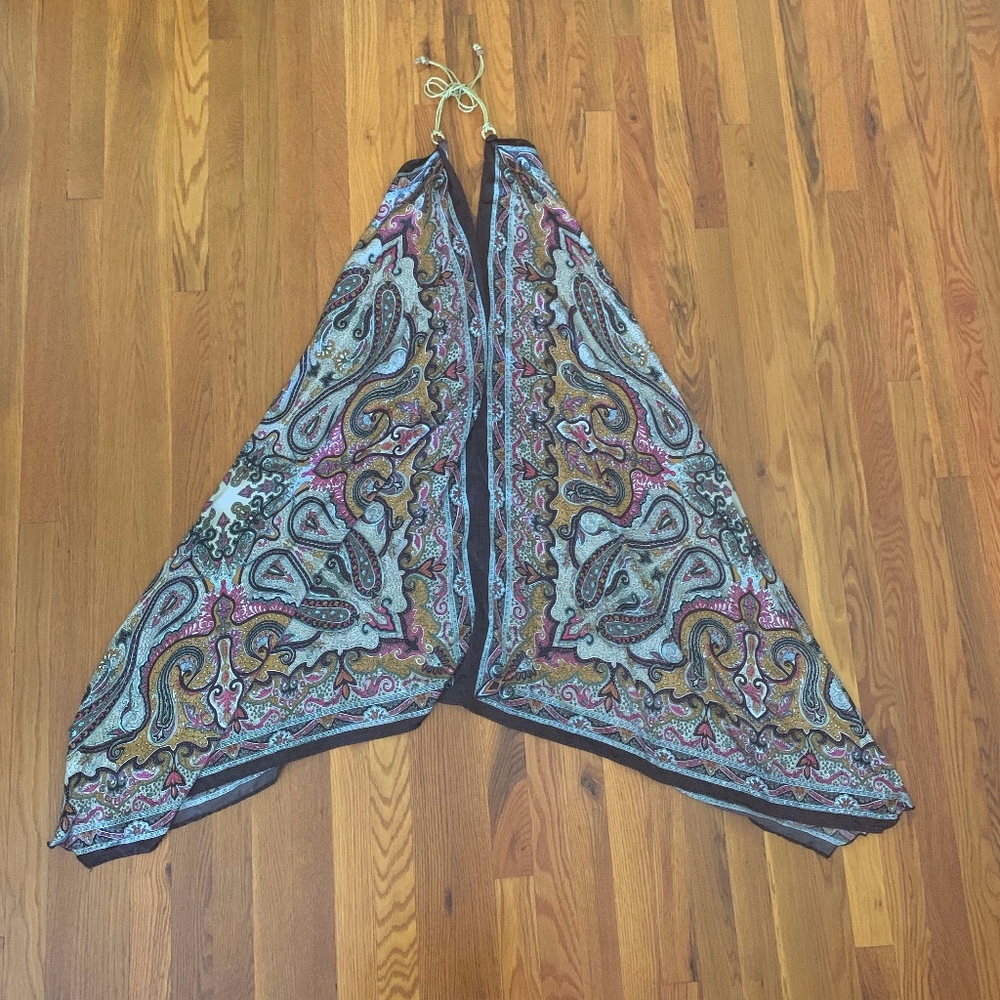 Summer Halter Dress Brown Print Size:Small